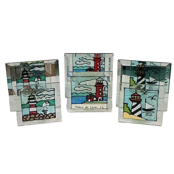 Lighthouses Vintage Assorted Candle Holders Stained Art Glass Nautical Decor 3 - Picture 1 of 15
